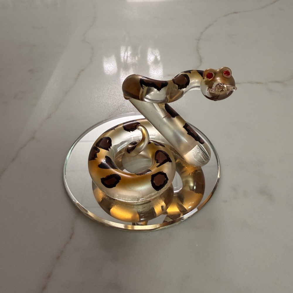Glass Snake Figurine - Gold and Brown